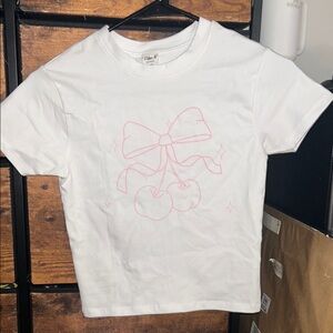 White Cherry Bow Kids T-Shirt 
For teens